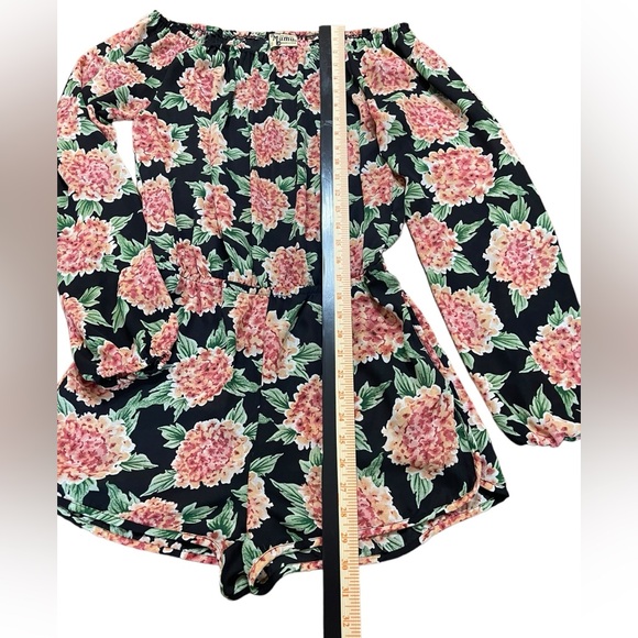 Show Me Your Mumu Rane Romper Flower Puff Girls Size Medium Flowy Ruffle Sheer - Picture 5 of 8